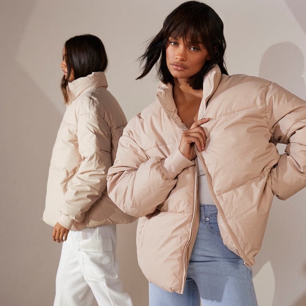 Rubberised Funnel Neck Puffer Jacket